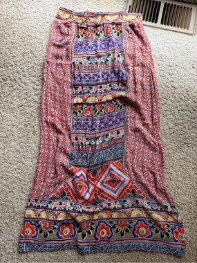 Angie Multicolor Bohemian Maxi Skirt with Floral Panels
